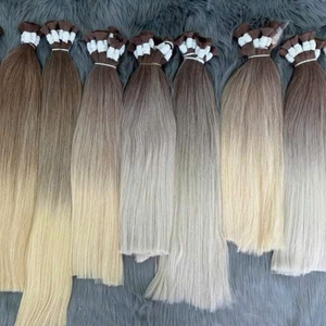 Rusa <b>Hair</b> Bulk Vietnamese Human <b>Hair</b> Extensions 100g Light Blonde Black Brown Straight Virgin <b>Hair</b> Super Double Drawn Machine - Product Image 6