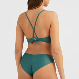 Conjunto de Bikini Cruzado Color Verde Azulado para Mujer, Top con Cintura Alta y Detalle de Cordón, Color Sólido, Spandex, Poliéster, Traje de Baño - Product Image 3