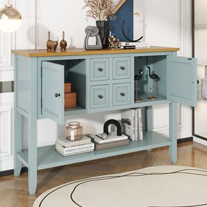 Cambridge Series Vintage Console <b>Table</b> with Ample Storage Four <b>Small</b> Drawers and Bottom Shelf for Living Rooms and Entrances - Product Image 4
