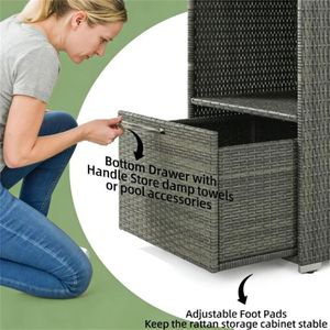 Portasciugamani e Armadietto Grigio Scuro per Piscina con Ripiano per Organizzazione e Comodità - Product Image 4