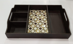 Bandeja de Almacenamiento Rectangular de Madera con Compartimentos Multifuncionales para Vajilla y Condimentos, Diseño Minimalista - Product Image 5