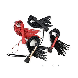 2026 Leather Whip With <b>Red</b> And Black Strips And Handle Loop - Product Image 1