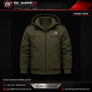 Blouson Bomber Décontracté Homme Hiver 2026 à Capuche et Fermeture Éclair Coupe-Vent, Taille Personnalisée, Tissu Peigné Teint Uni Épais et Tendance - Product Image 1