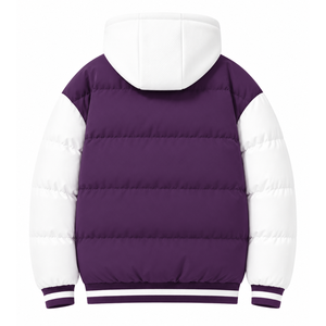 Veste matelassée personnalisée du Conseil NCNW avec logo brodé sur le devant, couleur violet et blanc, manches longues, pour femme - Product Image 3