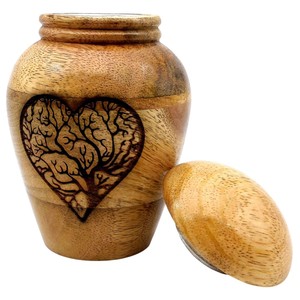 Handcrafted Mango Wood Cremation Urn For Adult Human Ashes Decorative <b>Memorial</b> <b>Box</b> With Lid Funeral Supplies - Product Image 5
