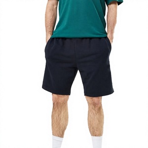 Shorts Bermuda en coton uni pour homme avec taille élastique et poches, style décontracté, coupe mi-haute - Product Image 4