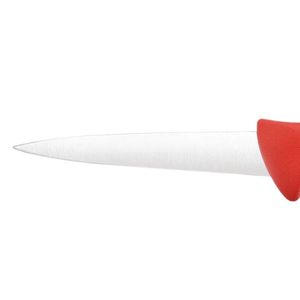 Couteaux à désosser la viande à manche rouge avec lame pointue argentée, poignée ergonomique avec protège-doigts pour boucher, désossage, découpe et préparation alimentaire - Product Image 2
