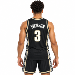 Maillot de basket-ball pour homme SINEWY, numéro 3 Iverson, sublimé, col en V, sans manches, respirant, évacuant l'humidité, personnalisé en polyester - Product Image 5