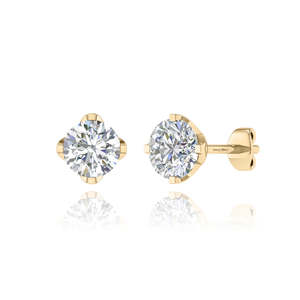 Boucles d'oreilles clous en diamant de laboratoire étincelant pour femme, luxe, or massif 14 carats, or blanc/jaune, diamant VVS2/VS1, pour mariage et anniversaire - Product Image 4