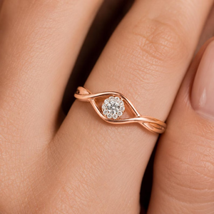 Anillo de Compromiso de Oro Rosa de 14k con Diamante de 1 Quilate, Claridad VS1, Color F, Corte Brillante Redondo Romántico, Diamante CVD, Estilo Halo - Product Image 2