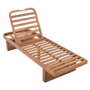 Chaise longue d'extérieur en teck moderne, minimaliste, pour patio, au bord de la piscine, pour se détendre - Product Image 3