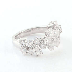 Bague en argent 925 avec moissanite, cadeau de fiançailles et de mariage, plaqué rhodium, sertissage pavé, design unique en forme de fleur, bijoux fins pour femmes - Product Image 4