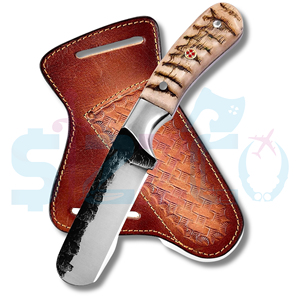 Cuchillo de caza y camping de hoja fija de acero D2 hecho a mano, estilo vaquero personalizado, con funda de cuero. - Product Image 2