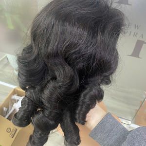 Perruque en cheveux humains vierges vietnamiens de haute qualité, bouclés et rebondissants, super double trame, dentelle transparente - Product Image 4