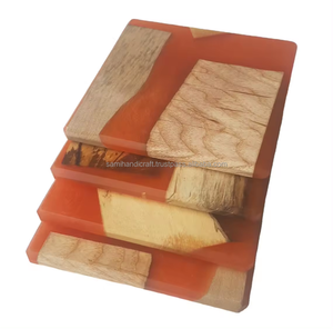 <b>Round</b> Wooden Coaster Set Natural Wood Finish Modern Design Handmade Non Slip <b>Mats</b> & Pads 300mm Diameter 6mm Thick - Product Image 4