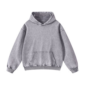 Sweat à capuche oversize en coton molletonné pour homme, style streetwear, teinture dégradée vintage, poids lourd, ODM - Product Image 4