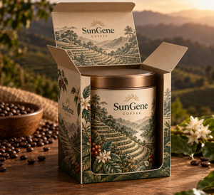 Boîte à café en fer blanc personnalisée pour terrasse, avec fond auto-scellant, imprimée, pour la vente au détail - Product Image 1
