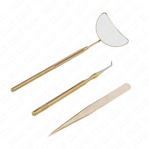 Stainless Steel Lash Tweezers Set with Gold Eyelash Mirror Professional Extension <b>Tools</b> for Beauty Salon Supplies - Product Image 1