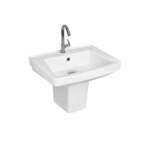 Lavabo Torus con Pedestal Rectangular, Montaje en Suelo, Grifo Monomando de un Solo Orificio, Diseño Minimalista Cromado, Certificado NSF - Product Image 1
