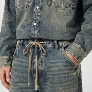 Vintage Wash <b>Denim</b> Two Piece Set <b>Custom</b> <b>Denim</b> <b>Jacket</b> Men Wash Fashion Jeans Manufacturer <b>Denim</b> Jeans Tracksuit Men's - Product Image 4