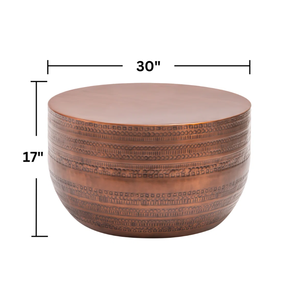 Haute qualité cuivre antique Vintage Designer grande forme ronde Table basse salon meubles accessoires fournitures de l'Inde - Product Image 5