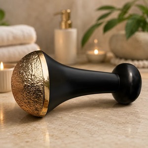 Masseur de pieds ayurvédique Kansa Natural Cup avec manche en bois, détoxification, relaxation, nettoyage en profondeur, technique indienne ancienne, ayurvédique - Product Image 6