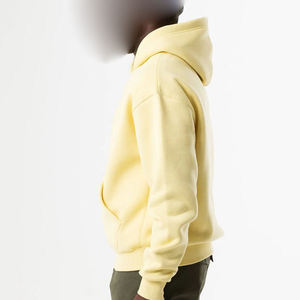 Men's <b>Yellow</b> Hooded Sweatshirt Regular Fit Cotton French Terry Casual Pullover <b>Hoodie</b> Solid Color Pocket Design Autumn Wear - Product Image 4