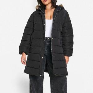 Parka Femme Hiver Chic et Tendance, Coupe Slim, Couleur Unie Noire, Longueur Genou, Style Américain et Européen - Product Image 5