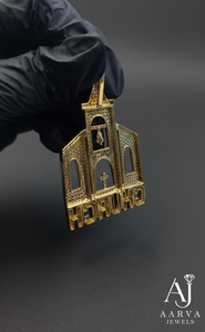 Pendentif d'église plaqué or, breloque croix en moissanite, bijoux religieux entièrement sertis, chaînes hip-hop unisexe pour soirée - Product Image 4