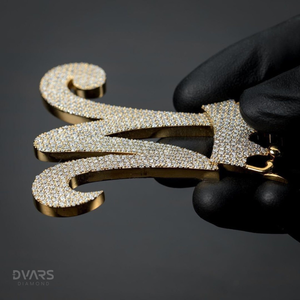 Colgante de Plata 925 Chapado en Oro de 18K con Letra Inicial y Corona, Totalmente Engastado con Moissanita VVS1, Estilo Hip Hop de Lujo - Product Image 2
