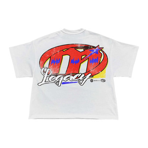 Regular Fit White <b>Men's</b> T-Shirt Red TM Legacy Logo Front Screen Printed Formal Short Sleeve Cotton Jersey <b>Turtleneck</b> - Product Image 1