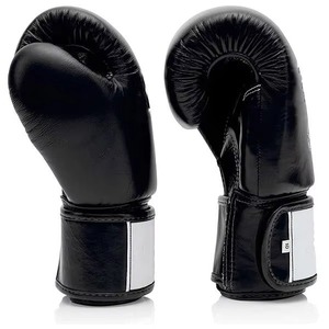 Guantes de Boxeo Negros de 10oz de Cuero con Correa de Velcro para Entrenamiento de Artes Marciales - Product Image 2