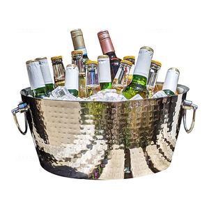 Best in Supplying Handcrafted Hammered Stainless Steel Double Walled Beverage Cooler Tub – Premium Quality for Bulk Supply - Product Image 1