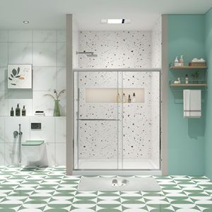 1/4 \ "porta doccia con Bypass in vetro temperato con porta scorrevole in finitura cromata - Product Image 2
