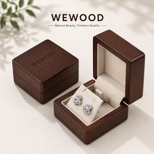 Boîte à bijoux en bois carrée de luxe gravée sur mesure WEWOOD OEM ODM |   Boîte de rangement magnétique en bois massif pour emballage de bijoux - Product Image 1