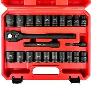 Douilles à choc profondes en acier au carbone de 1/2 pouce pour clés à douilles, à manivelle, garantie 1 an, boîte à outils, ODM/OEM disponible - Product Image 1
