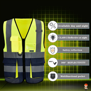 Chaleco de Seguridad Reflectante de Alta Visibilidad Unisex, ANSI Clase 1, EN ISO 20471 Clase 2, con Luces LED, Impermeable, con Múltiples Bolsillos, Ropa de Trabajo - Product Image 4