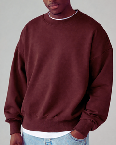 Nueva Llegada, Sudadera de Cuello Redondo Gruesa de 350 GSM para Hombre, Talla Grande, Color Sólido, Personalizable, Estilo Urbano - Product Image 2