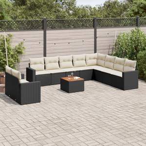 Conjunto de Sofás de Jardín de Ratán Negro para 10 Personas, Muebles de Exterior Resistentes a la Intemperie, Diseño Contemporáneo - Product Image 1