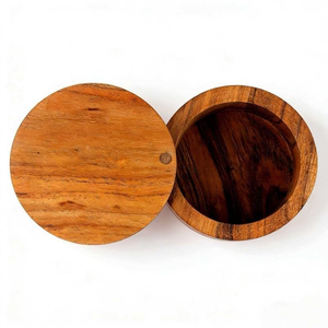 Tarro Decorativo de Madera Natural con Tapa de Madera, Recipiente Hecho a Mano para Cocina, Contenedor para Dulces, Galletas y Especias, Decoración Rústica - Product Image 1