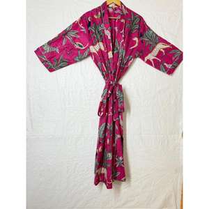 Robe kimono légère en coton imprimé jungle pour femme, peignoir floral, tenue de plage estivale - Product Image 1