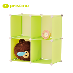 Green Cube <b>Storage</b> Organizer 2 Layer PP <b>Stackable</b> Shelving Unit for Home Sundries Modern Design - Product Image 4