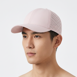 Casquette de baseball rose à 6 panneaux, maille respirante, réglable, unisexe, pour l'extérieur, printemps-été, décontractée, 100 % polyester, couleur unie - Product Image 4