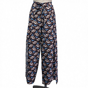 Women's Bohemian Printed Straight Pants Mid Waist Full Length Regular Fit Elastic Waist Closure Autumn Canvas 100% Cotton - Product Image 5