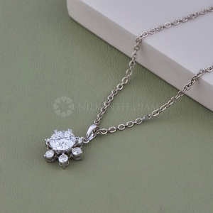 Pendentif et boucle d'oreille en forme de fleur de diamant rond de 4,50 ct en or massif 10K 14K 18K Cadeau d'anniversaire de mariage - Product Image 1