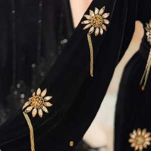Wholesale Ethnic Wedding Evening Party Wear <b>Kaftan</b> Long Sleeve Floor Length Lightweight <b>Plus</b> <b>Size</b> Polyester Handmade Sequined - Product Image 3