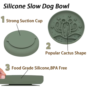 Cactus Silicone Slow Feeder Dog Lick Mat Round Pet Eating Training <b>Bowl</b> Pad Cute Style - Product Image 2