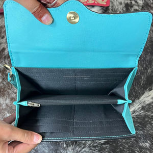 Nueva Cartera de Cuero de Vaca Hecha a Mano con Concho Turquesa y Grabado Floral Vintage, Bolso de Mano para Mujer - Product Image 6