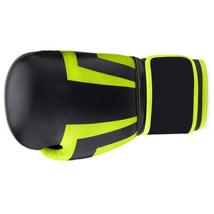 Gants de boxe en PU noir et vert fluo avec fermeture Velcro, équipement d'entraînement respirant pour adultes de 14 ans et plus - Product Image 2