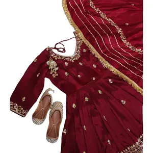 Fulpari印度巴基斯坦风格乔其纱材料刺绣作品Salwar Kameez雪纺重刺绣